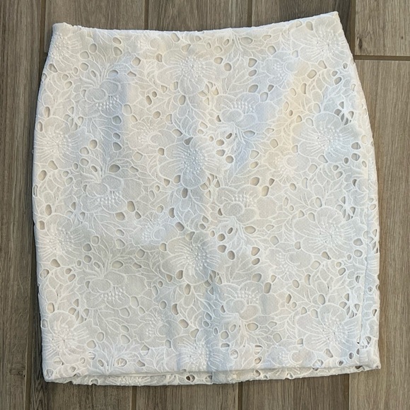 Banana Republic White Keyhole Midi Skirt Size 10 - Picture 1 of 10